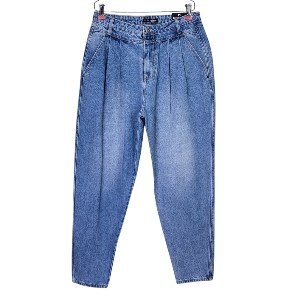 Fashion Nova Jeans Size 11 30X29 Blue Mom Balloon High Rise Medium Wash New